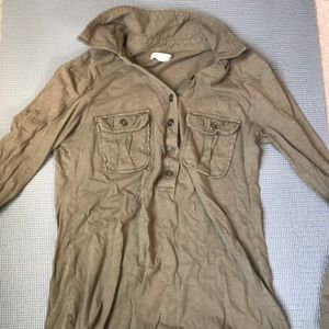 Navy Green button down